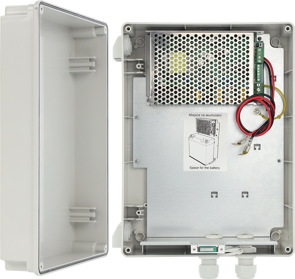 Hermeettinen Akkuvarmennettu virtal&auml;hde 12V / 5A, tila 1x17Ah, Grade2, IP44 kotelointi