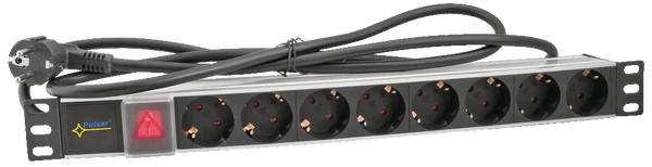 Pistorasiapaneeli 19", 8xschuko, 3x2,5, 230VAC