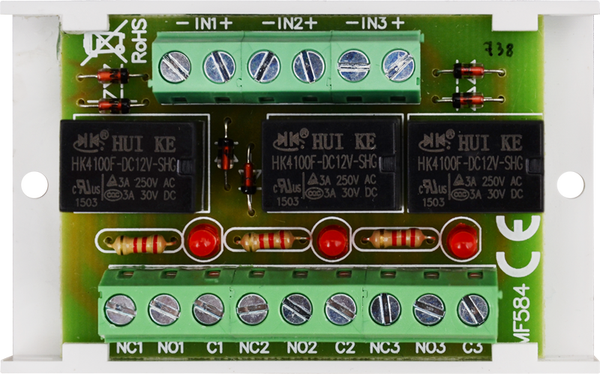 Relemoduli 12VDC, 3 x NO/NC relett&auml;