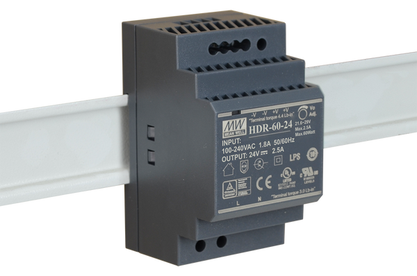Virtal&auml;hde DIN-kiskoon 24V/60W/2,5A