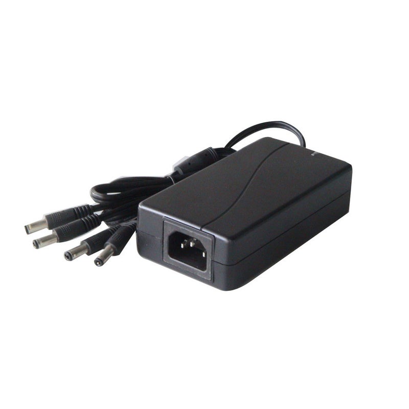 Virtal&auml;hde 12 VDC / 5A DC-liittimin,  4 out + 1 AC